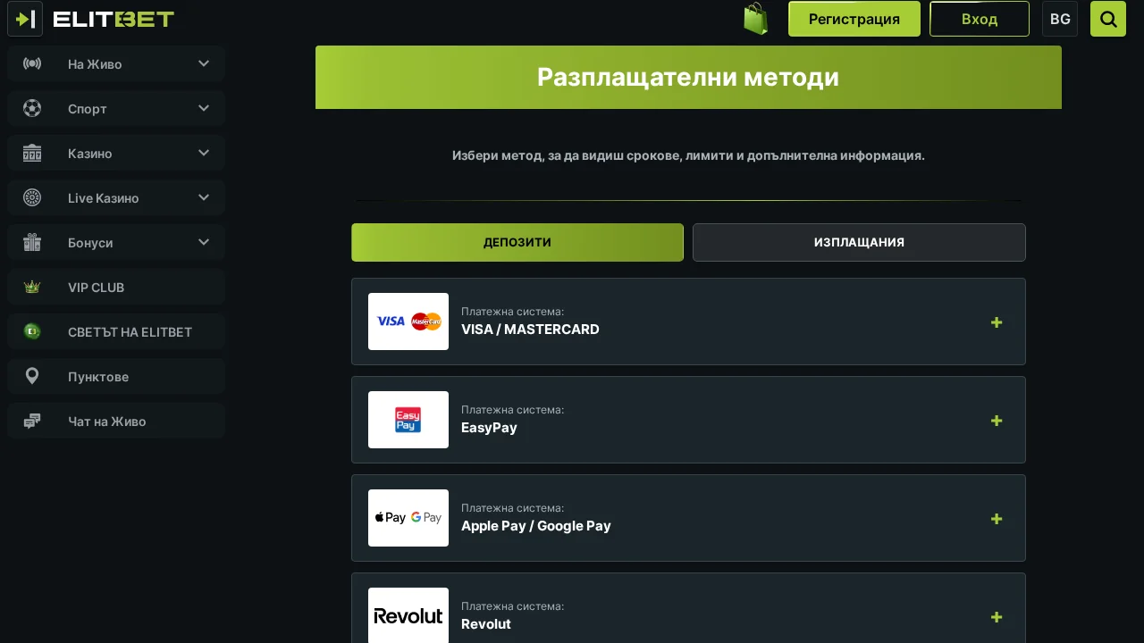 ElitBet: Методи на плащане